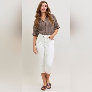 Judy Blue HR Tummy Control Capris White Extended Waistband Spade Various NEW